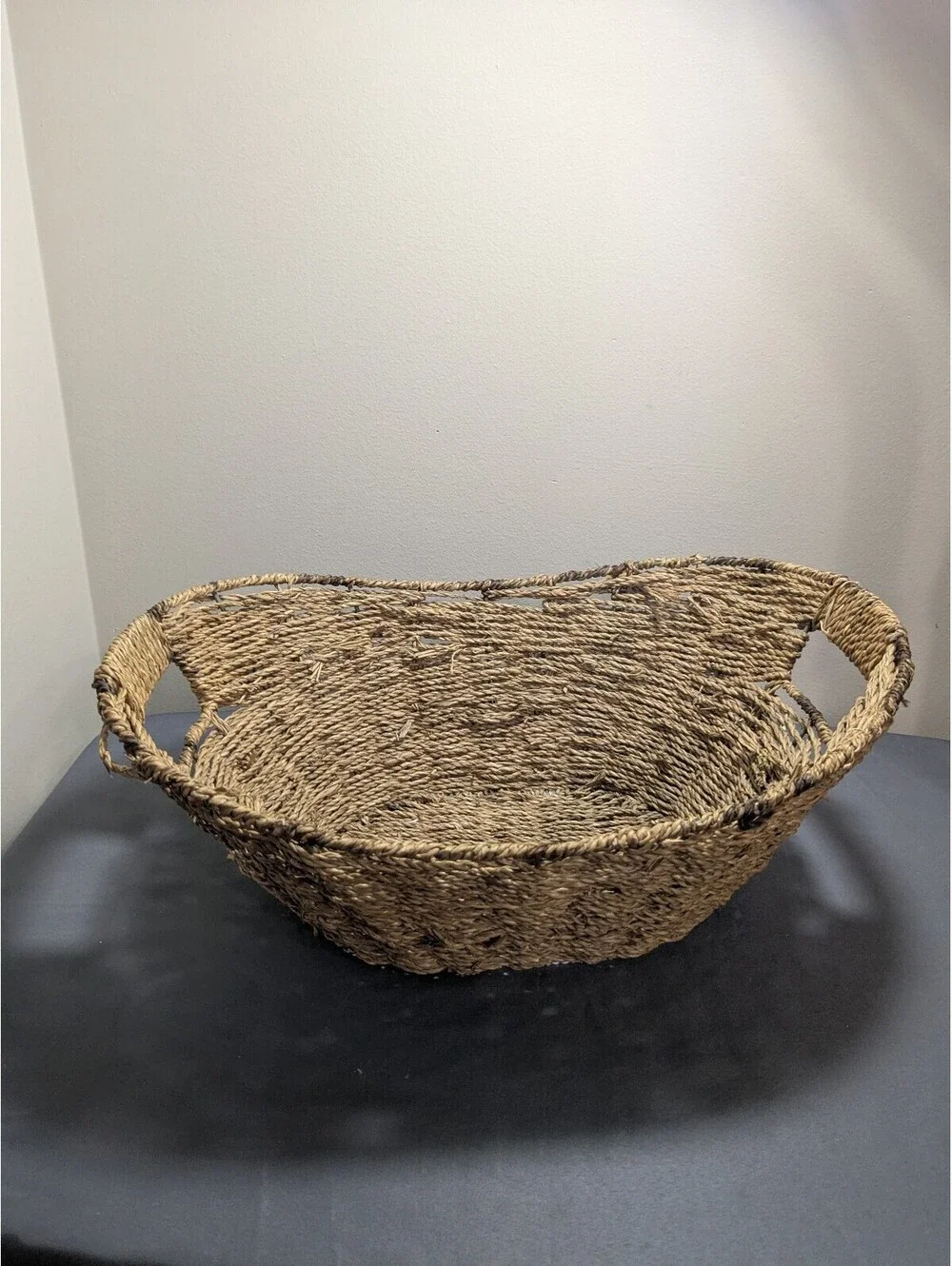 Handwoven Natural Seagrass Storage Basket with Handles